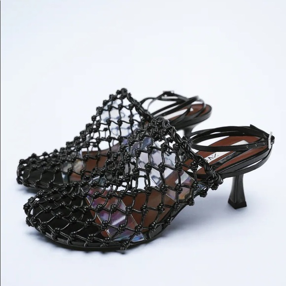 Zara Set - Black Knotted Mesh Heels & Mini Bag - Picture 2 of 12